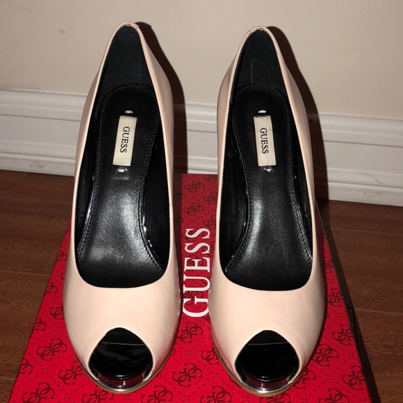 Guess Honora Nude Open Toe Heels - Picture 2 of 7